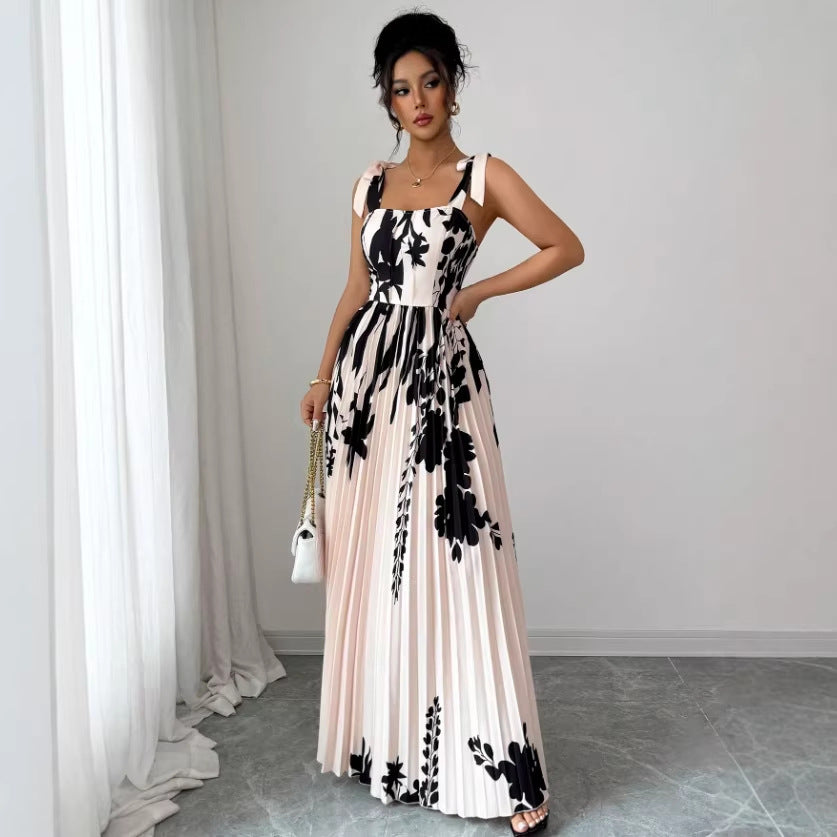 spring/summer new collection: polyester printed straight-leg pants & bohemian-inspired vintage painted dress