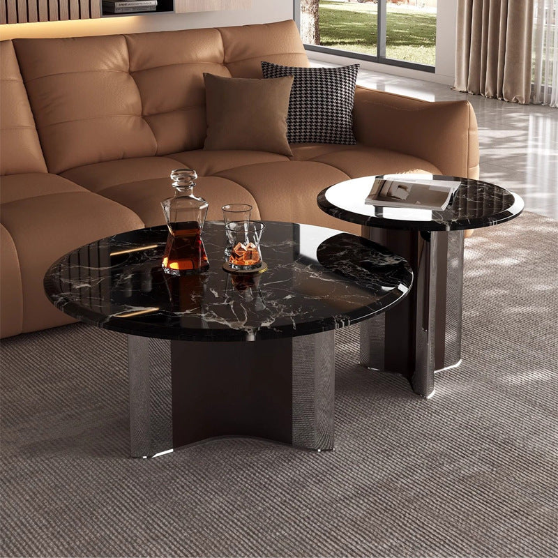 Ready-to-ship natural luxury stone coffee table - modern minimalist black rose design, available in various sizes. perfect for living rooms and home use