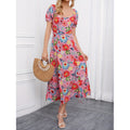 listing: new  women's original elegant floral print drawstring hem dress
