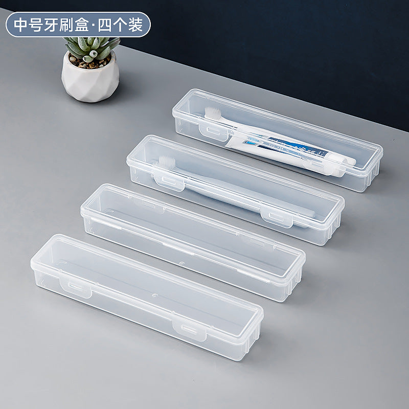 Multifunctional small storage box with lid Transparent plastic storage Toothbrush box Travel toothpaste Electric toothbrush storage box