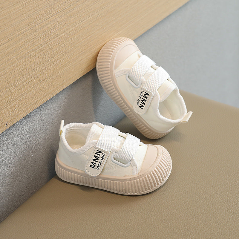 Kids' canvas shoes - spring/autumn white sneakers for boys and girls - soft sole, versatile casual shoes for toddlers and preschoolers (ages 1-3)