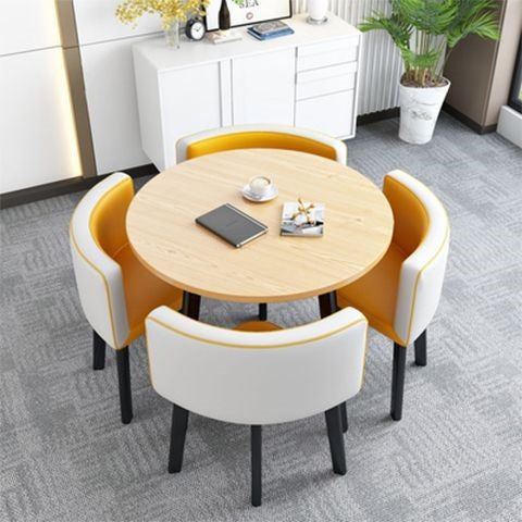 Collapsible dining table for home, small apartment, apartment, restaurant, shopfront negotiation table and chair set, reception round table