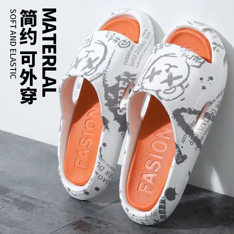 Men's slippers for summer outwear trendy ins beach home stepping on shit bathroom thick sole couple men's sandals wholesale