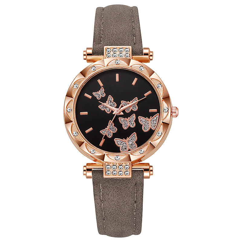 New tiktok women's watch - stylish, unique, and minimalist wristwatch with butterfly digital leather strap