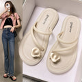 Super popular toe-toe sandals for women, new summer korean style, versatile flat bottom vacation casual beach shoes, popular shoes