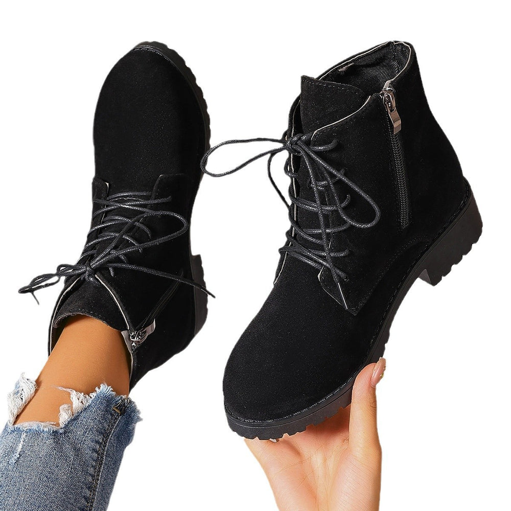 plus size women's boots new arrivalfashion short boots women's thick heel round toe boots side zipper british style women's shoes
