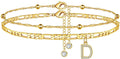export hot-selling 26-letter anklet, zircon letter anklet, minimalist fashion seed bead cuban double-layer anklet