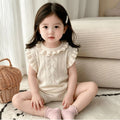 Kids' summer knit sleeveless vest - lightweight, hollow-out, soft, breathable, ruffle-trimmed knit top for babies
