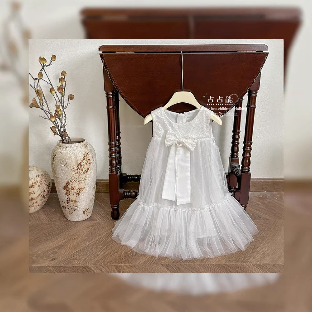 new girls' formal dress princess gown baby girl runway tulle summer kids chic dress