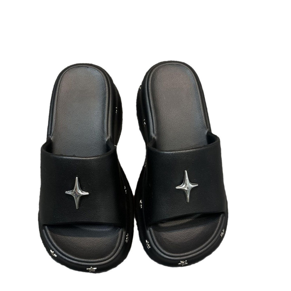 2025 summer new one-strap platform heeled slides - women's wedge sandals with thick sole for height increase, beach shoes, and lazy day comfort