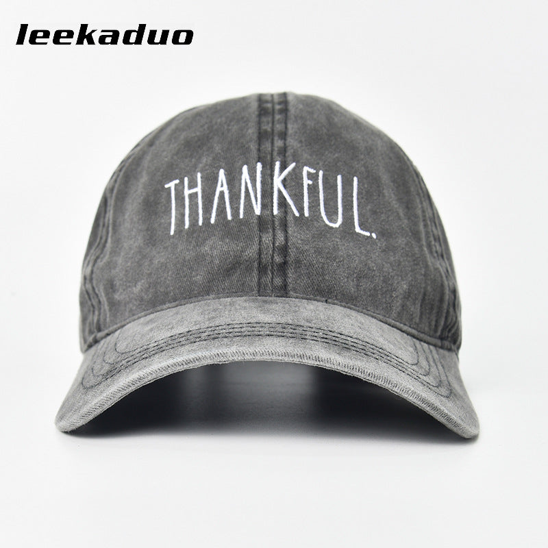 Retro old couple baseball cap stone ground washed letter cap men's wide brim big head circumference sports sunscreen cap
