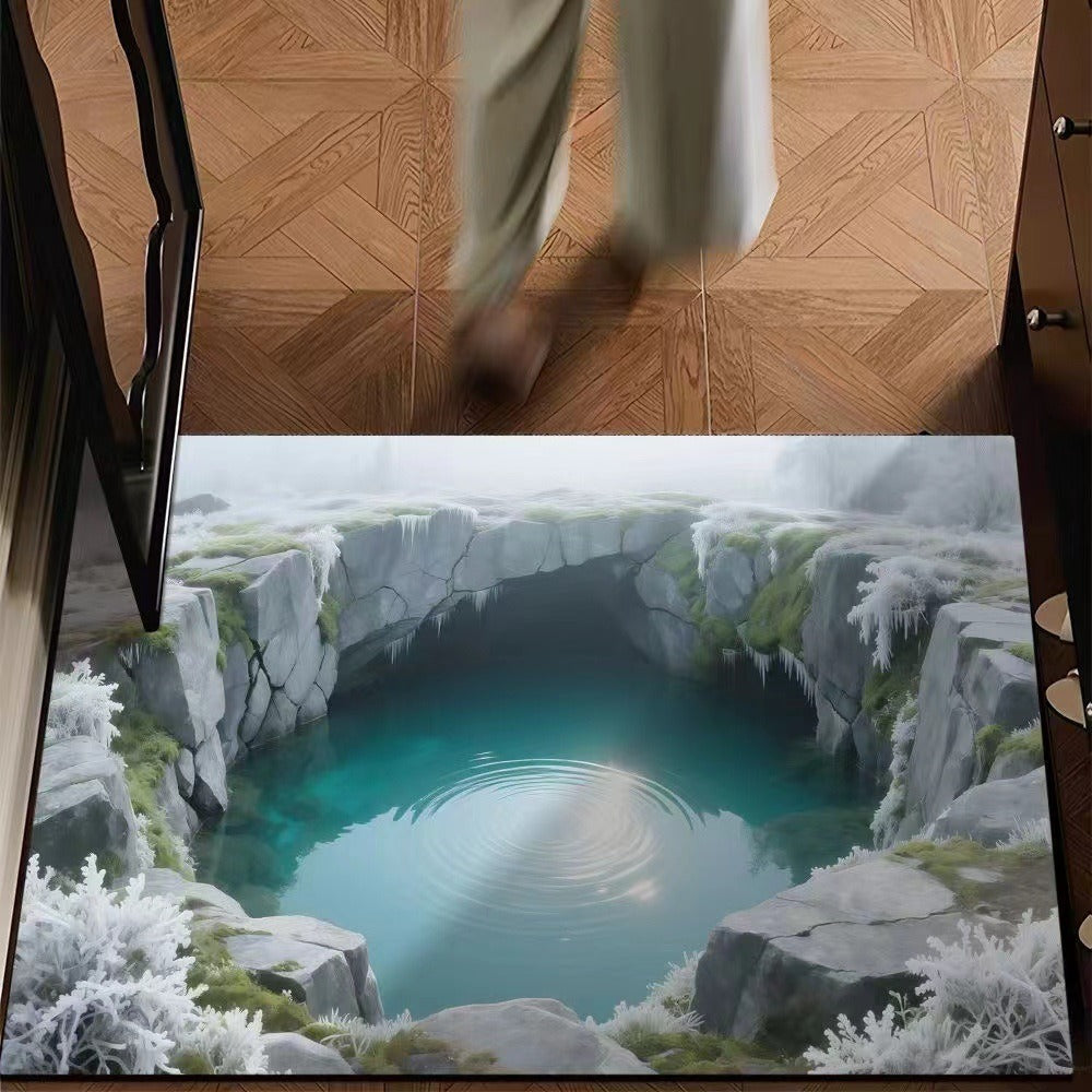 visual trap floor mat flannelfor home bathroom toilet absorbent non-slip mat entrance door mat