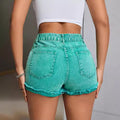 Pre-sale-65262# cross-border women's fashion european and american fashion high waist loose slimming look raw edge jeans shorts