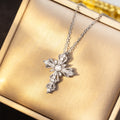 [titanium steel] fashionfashion full diamond cross necklace women's niche light luxury high-end stylishsweater chain jewelry