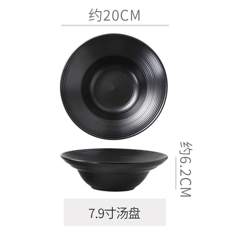 Retro style ceramic kiln straw hat plate restaurant hotel for home threaded pasta plate japanese style fruit salad dessert plate