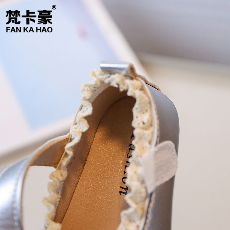 Vancahao kids' leather shoes -  autumn new collection - korean style girls' bow princess shoes - soft sole single shoes for students