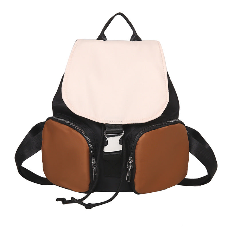 Niche simple casual backpack women's 2024 summer new fashion contrasting backpack college student leisure travel bag