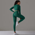 European and american cross-border seamless multi-organic jacquard yoga set - long sleeve top & high-waisted butt-lifting leggings - activewear