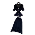 French work clothing style pink knittingtwo-piece set female summercasualv neck waist rufflesfashionelegantsuit
