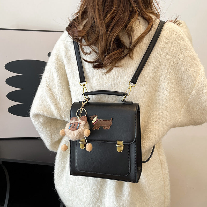 Premium sense retro commuter backpack women 2025 new college style small backpack casual shoulder messenger bag