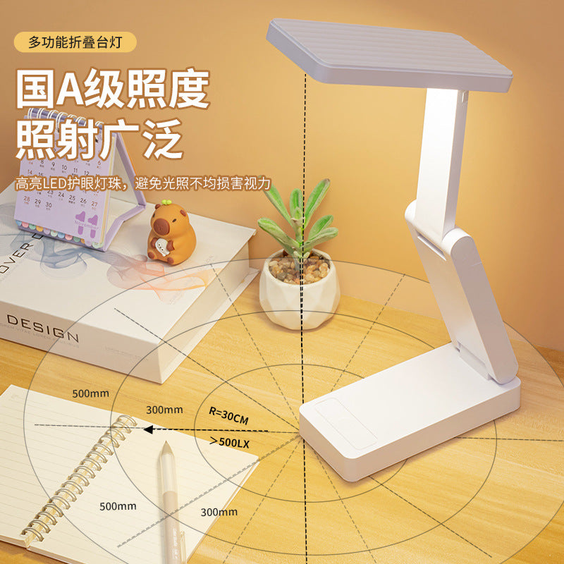 Eye-care desk lamp for study, foldable & portable, ideal for kids, college students, dorm rooms, bedside use, rechargeable, extra-long battery life, night light