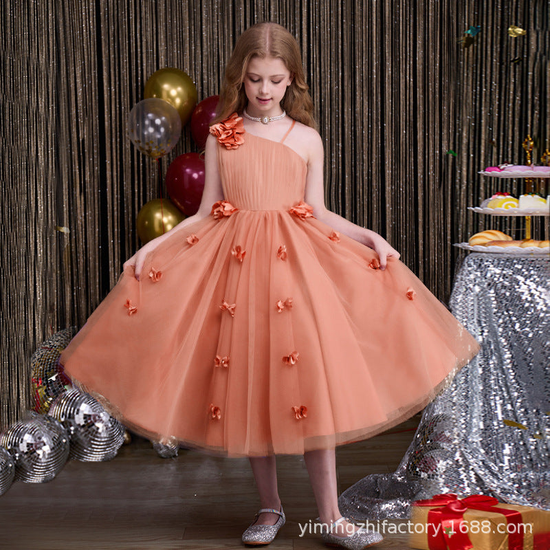 Girls' dresses  new custom 3d floral european and american high-end children's wear princess dress girl dresses