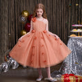 Girls' dresses  new custom 3d floral european and american high-end children's wear princess dress girl dresses