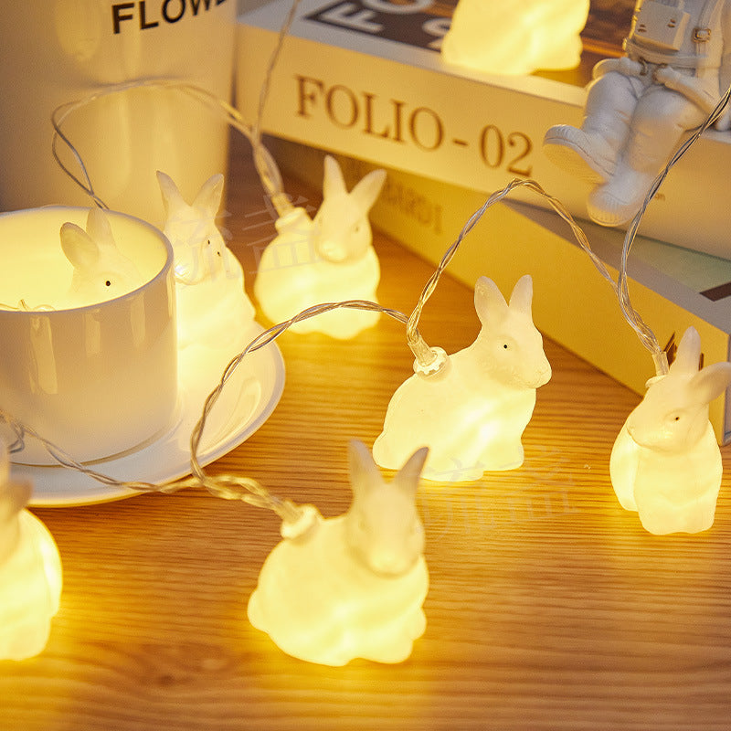 Easter egg carrot light string, bedroom holiday decoration creative LED rabbit decorative lights flashing lights string lights