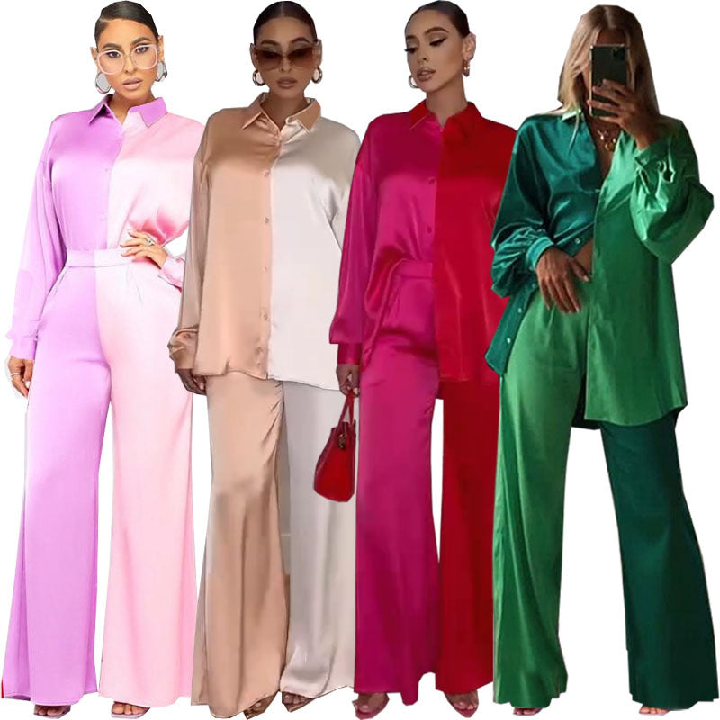African cross-border sourcing:  new print two-tone top and pants casual set - basic women's clothing clearance