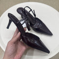 Mango 2026 summer new pointed-toe patent leather ankle-tie sexy closed-toe mid-heel fashion sandals for women