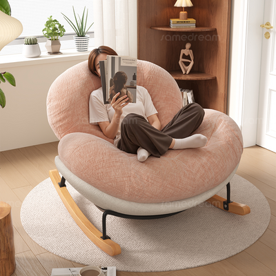 Rocking chair recliner adult sleepable cream style human eggshell balcony for home casual chair living room lazy sofa