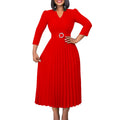D426 independent station export women's clothing  autumn new v neck fashionelegantelegance pleated skirt fashiondress