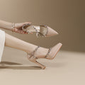 105-8 elegant and comfortable rivet-embellished high heel sandals - 2025 summer new collection - pointed toe stiletto heel with platform