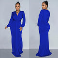 C6796 cross-border   fashion women's solid color sexy deep v ruched maxi dress