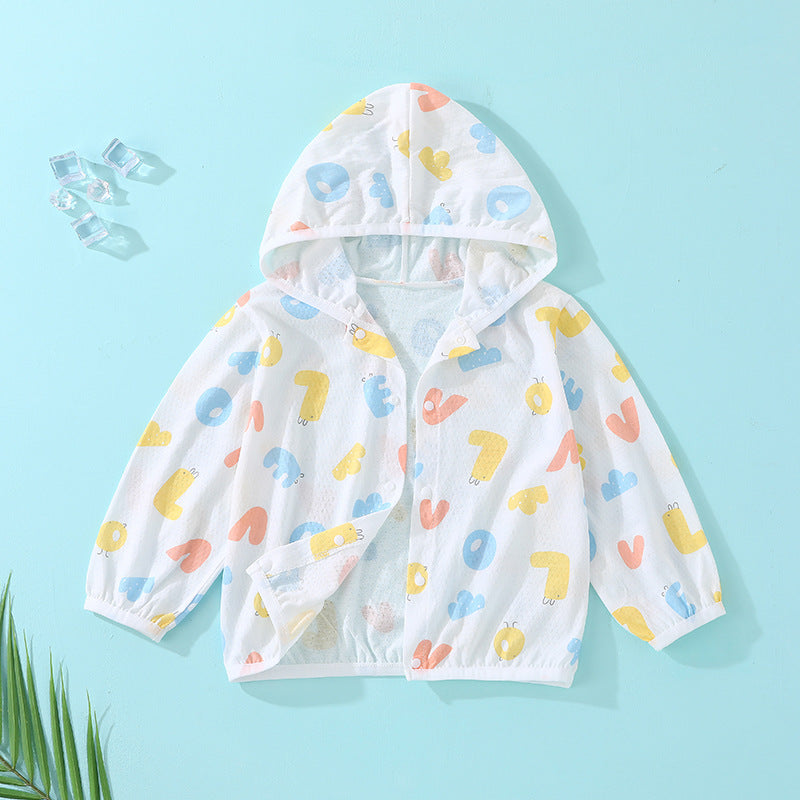 Baby sun protection clothing summer thin breathable pure cotton infant air conditioning shirt boys and girls children's sunscreen outerwear