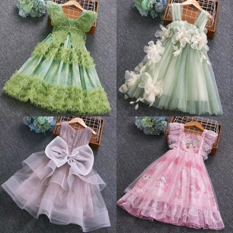 Girls' summer dress  new collection: kids' mesh princess dress, sweet baby girl tulle dress, cute skirt