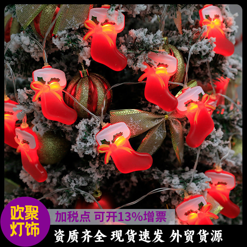 Christmas party led small lights, Christmas stockings, hats, bells, money bags, decorative lights string, battery box string lights