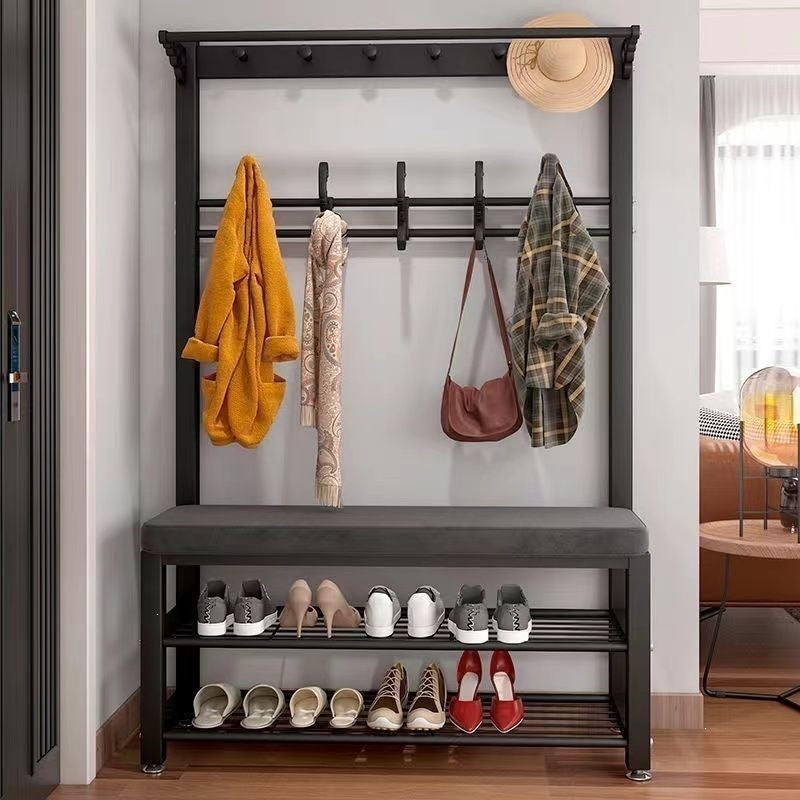Simple shoe changing stool entrance door for home coat rack floor-standing entrance storage rack all-in-one foyer multifunctional coat rack