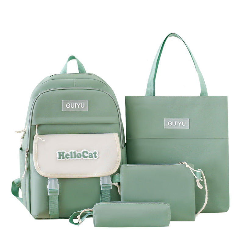 School bag, light for junior high school students, four-piece set for primary school students, large-capacity Korean version backpack, new backpack in 2025.