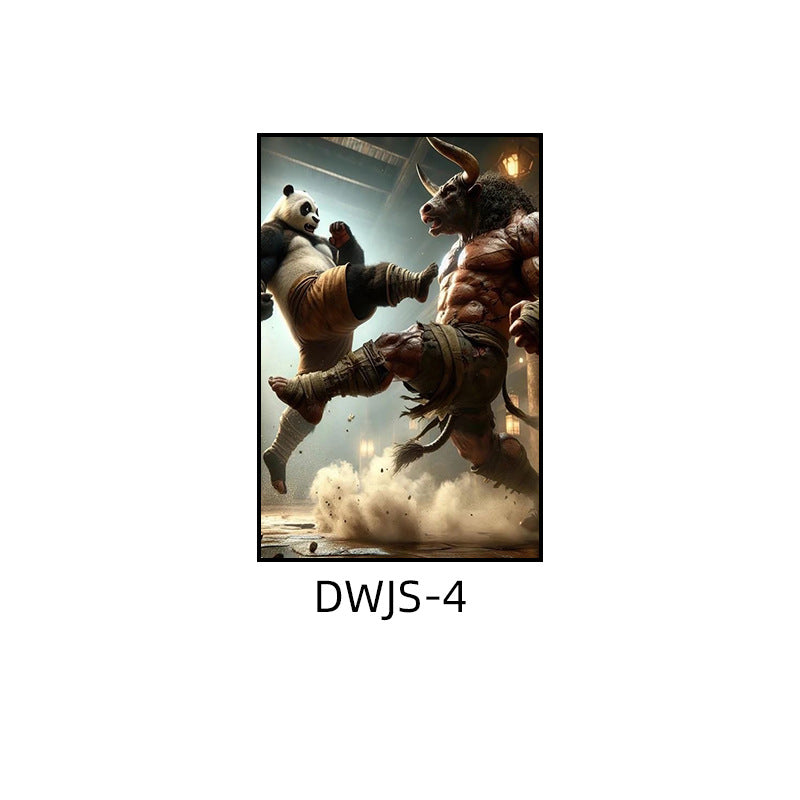 Gym decorative painting industrial style boxing hall hanging painting taekwondo martial arts hall fighting creative animal cartoon mural