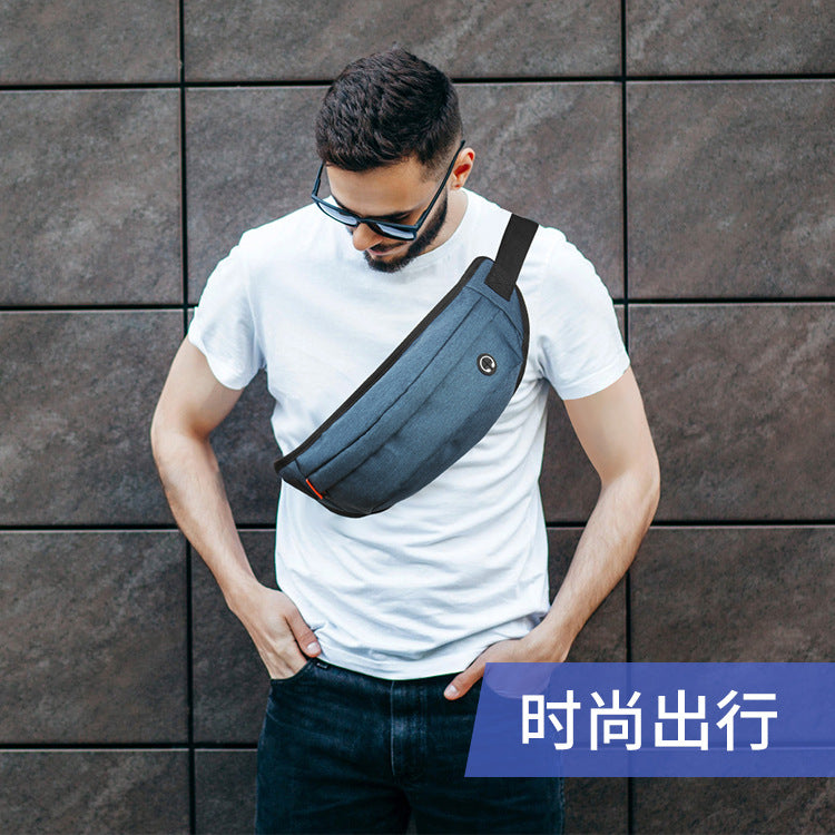 Foreign trade men's outdoor sports messenger bag, multi-functional waterproof mobile phone breast bag, nylon shoulder fanny pack for work