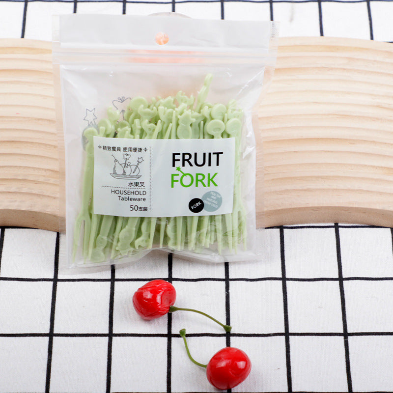 Fruit fork set - disposable plastic two-pronged fruit picks for home use - perfect for fruit, cakes, desserts, and snacks