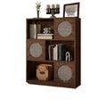 Half wall solid wood bookcase low cabinet storage cabinet all-in-one living room side cabinet combination cabinet storage rack color matching rattan bookshelf
