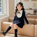 fall/winter new collection: stylish and chic knitted sweater dress for little girls - preppy style