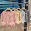 New girls' autumn outfit: versatile three-color bow cardigan - korean style casual, stylish, and trendy cardigan for baby girls