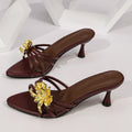 2026 new summer metallic floral french plus size fashion sandals - women's stiletto heel slippers for cross-border e-commerce