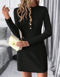 european and american spring new arrival: knitted textured solid color slim-fit sweater dress