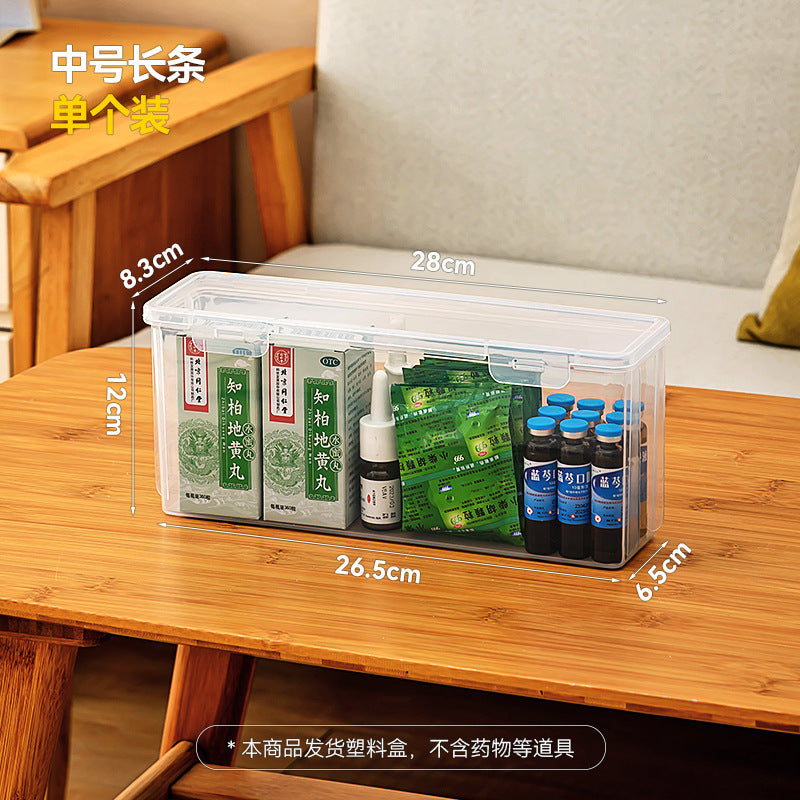 Flip small medicine box Portable with lid Stackable rectangular storage box Transparent storage drug packaging box with lid