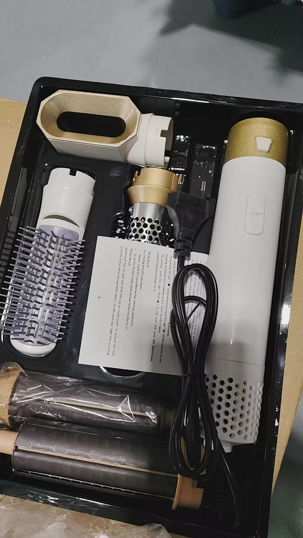 Amazon cross-border curling iron five-in-one hot air comb hair dryer comb curling iron straight hair comb hair dryer automatic hair suction