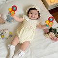 Newborn baby summer clothes - lightweight, pastoral style girl's romper - summer full month celebration bow princess bodysuit